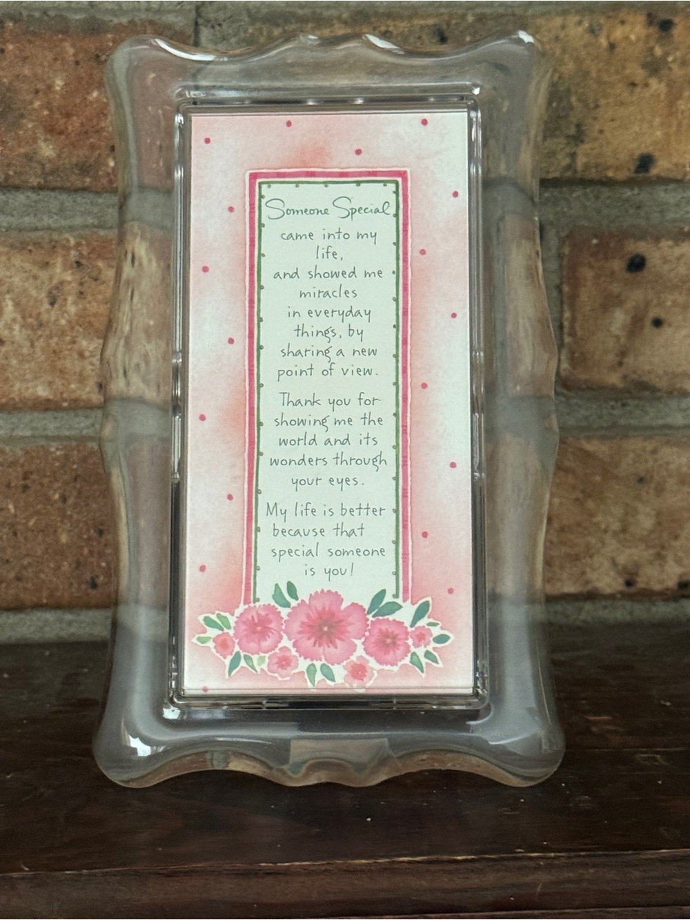 Pink Floral Sentiment Glass Frame